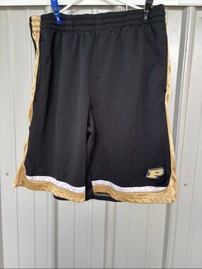 Pro Edge Purdue Black Athletic Shorts with Gold & White Accents